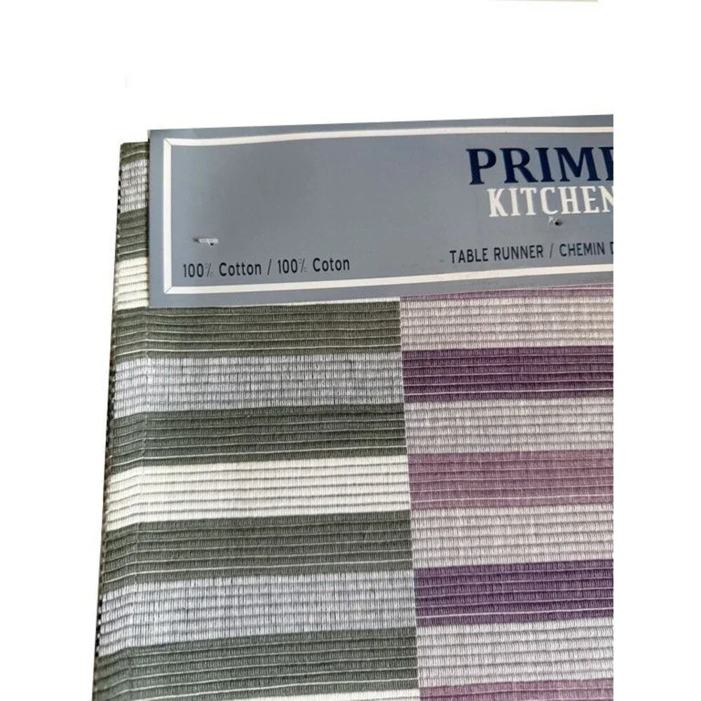 Prime Kitchen Table Runner Purple Green Gray Subway Tile Look 13x58